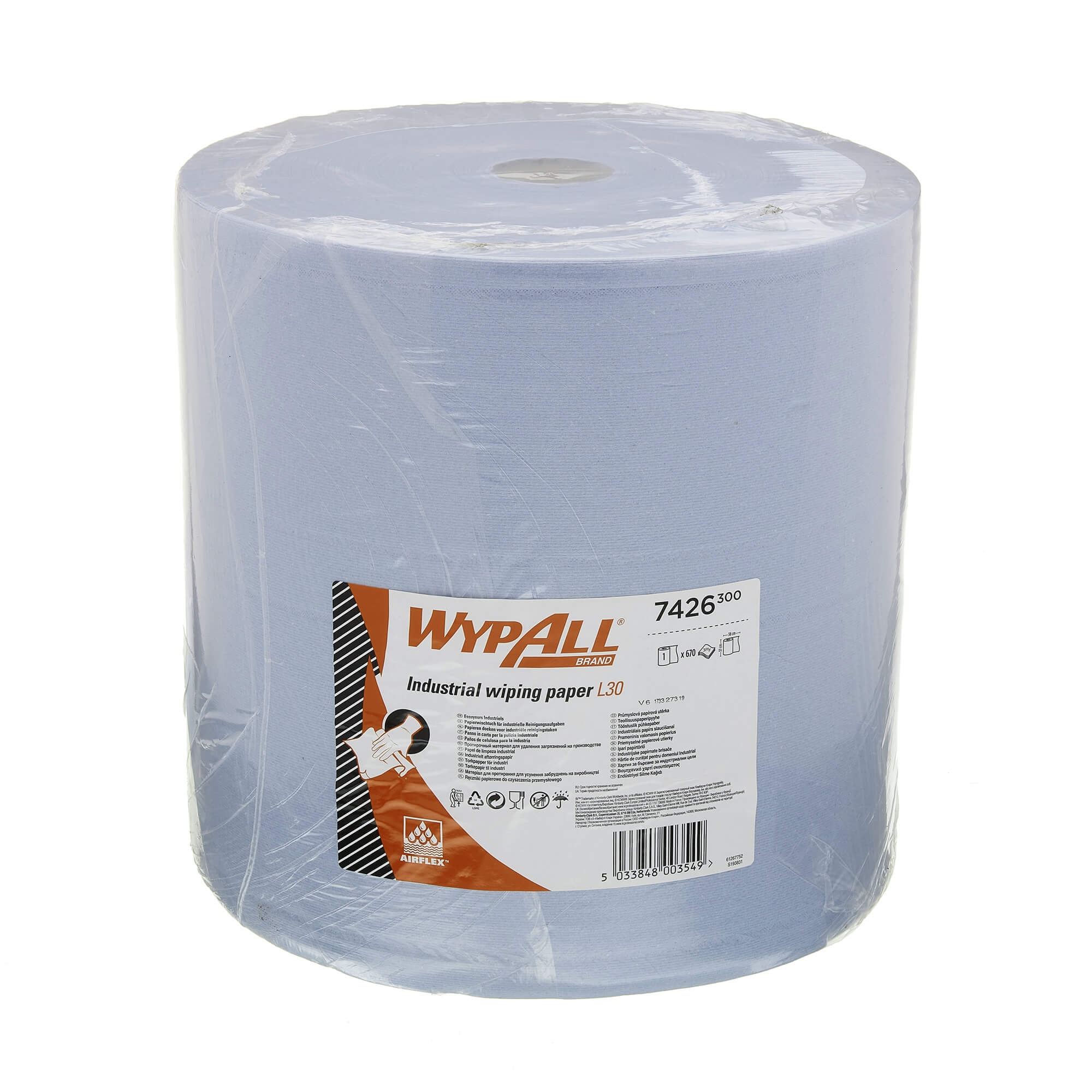 WypAll® L30 Протирочный материал для удаления загрязнений на производстве - рулон Jumbo - сверхширокий / Синий — изображение 2