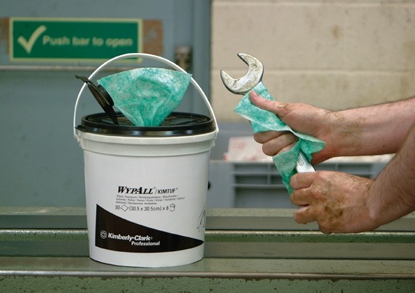 Ведро с протир.увлаж.материалом с полипропил.гранулами Wypall Cleaning, 1-сл, 27*27см, 90л, зеленый, 6 ведер в коробке — изображение 3