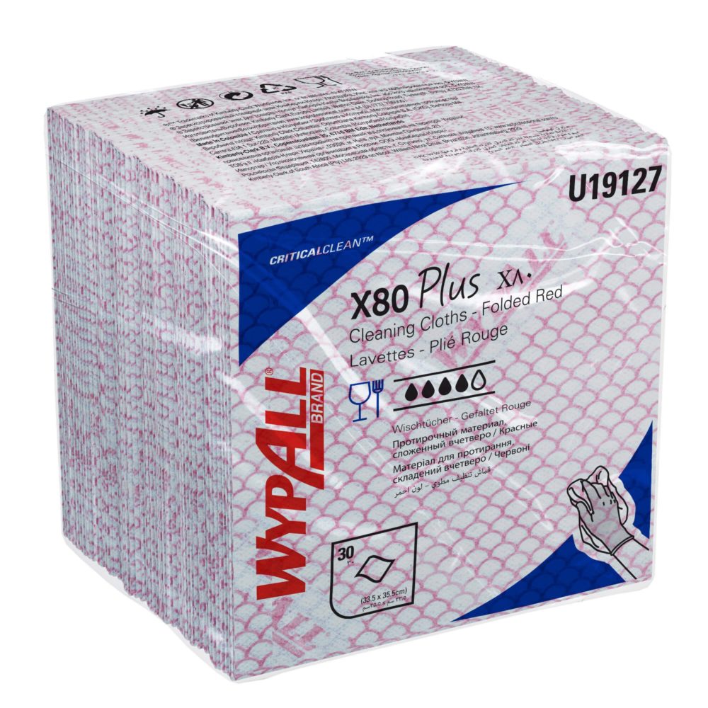 WypAll® X80 Plus Протирочный материал - Сложенные в 1/4 / Красный — изображение 2