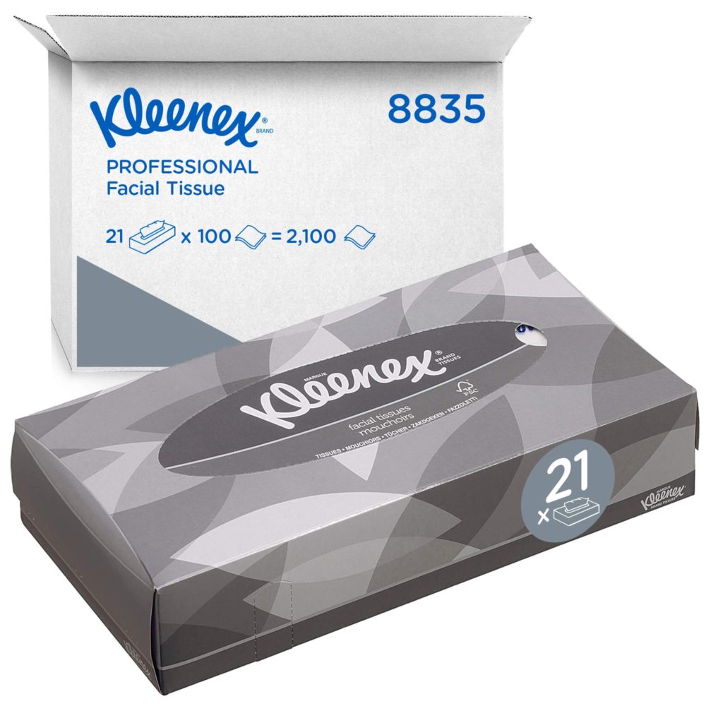 Салфетки для лица Kleenex 2-сл,100л, белые, 21шт/упак