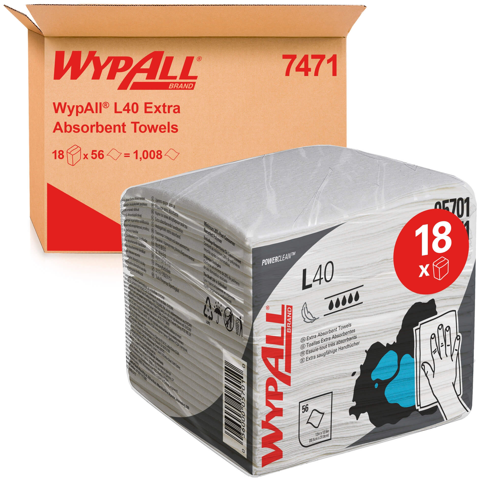 7471 Материал протирочный Wypall L40, 56 листов в пачке, 18 пач в уп — изображение 6