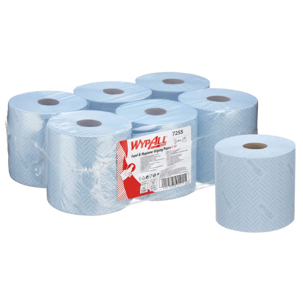 7255 WypAll® L10 Протирочный материал для пищевой промышленности и общей очистки - С центральной подачей / Синий /1 слой — изображение 8