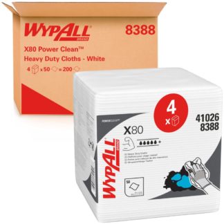 Материал протирочный нетканый Wypall X80, 1-cл, 37*32см, 50л, белый, 4шт/упак