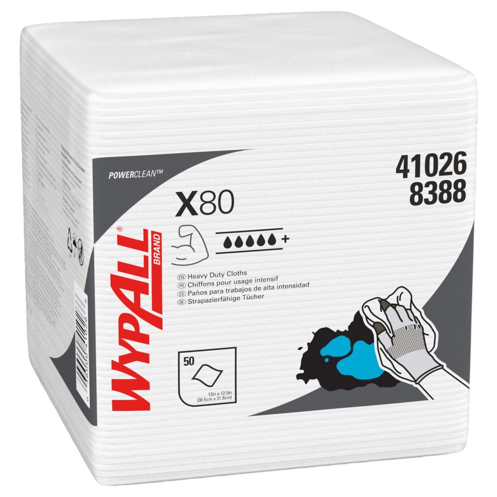 Материал протирочный нетканый Wypall X80, 1-cл, 37*32см, 50л, белый, 4шт/упак — изображение 2