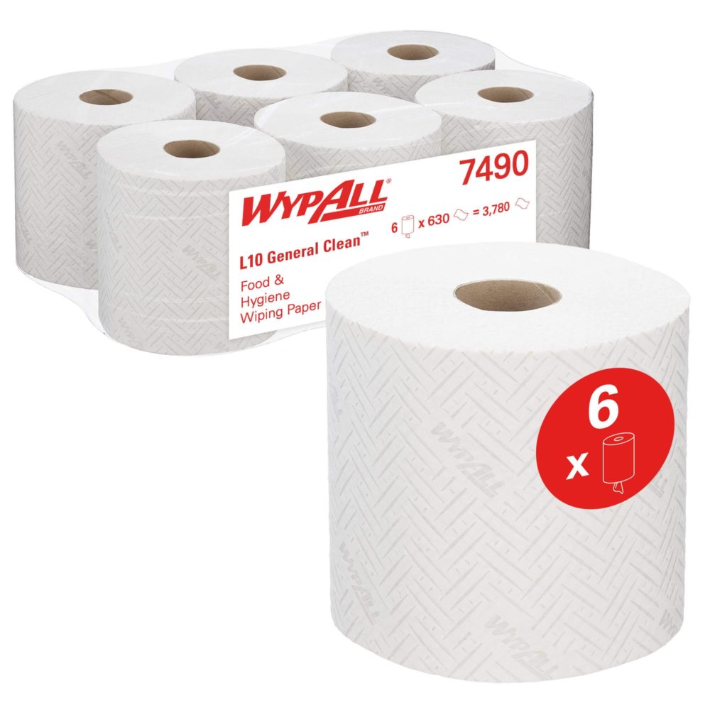 7490 WypAll® L10 Протирочный материал для пищевой промышленности и общей очистки - Centrefeed for Reach+™ / Белый