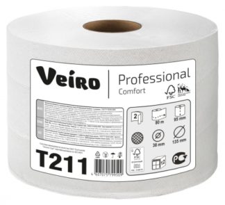 Туалетная бумага в малых рулонах с центральной вытяжкой Veiro Professional Comfort, 6рул/уп