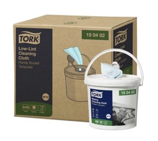 Tork безворсовый нетканый материал в ведре-диспенсере, категория Premium, 1-сл., синий