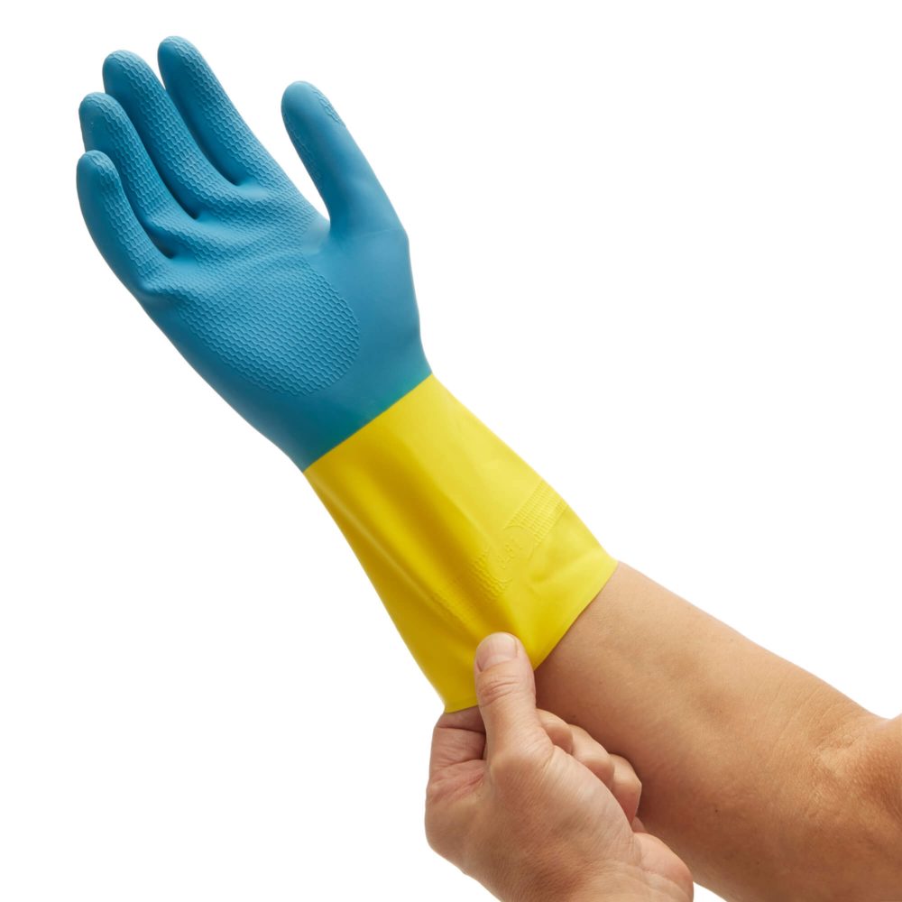 Перчатки латекс/неопрен многоразовые KleenGuard G80,30см,р-р 9, желт/гол., 12пар в уп — изображение 7