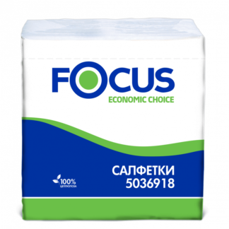 Салфетки бумажные Focus ЭКО,1-сл, 24*23 см, 100 листов,белые, 24шт/упак