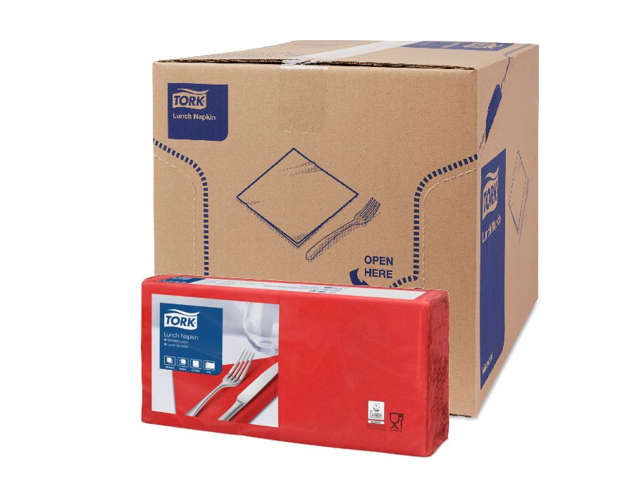 Tork салфетки 33x33 см красные 477210, 200шт/уп, 10уп/кор