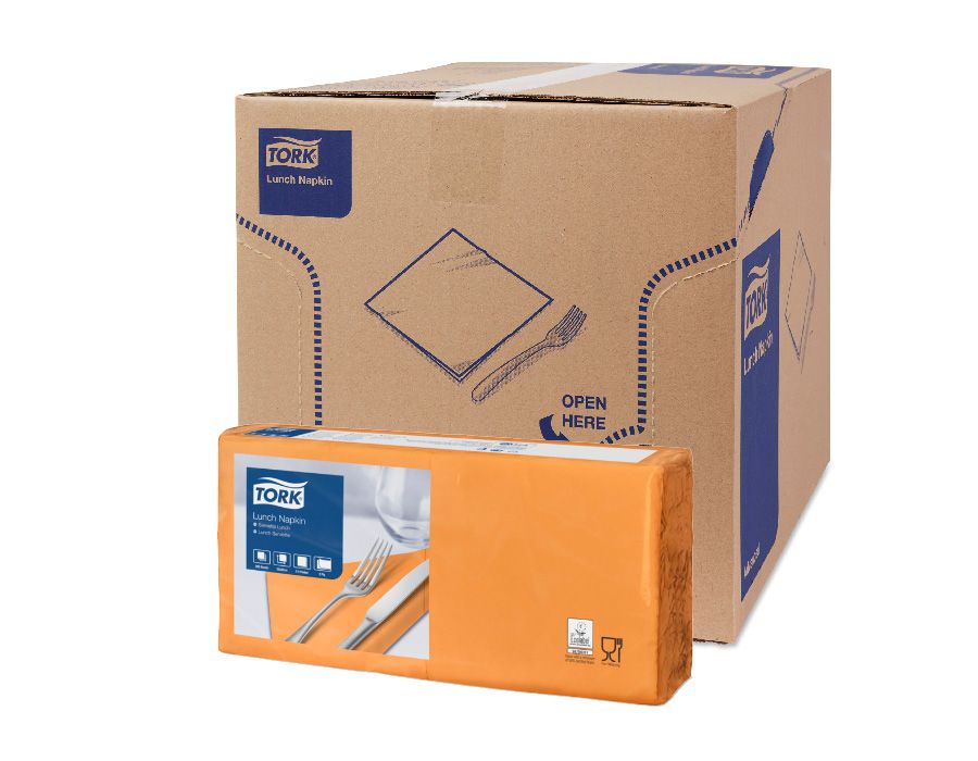 Tork салфетки 33x33 см оранжевые 477843, 200шт/уп, 10уп/кор