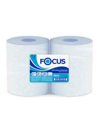 Материал протирочный в рулонах FOCUS Jumbo, 2-сл, 33*35см, 350м, 1000л, голубой, 2рул/упак