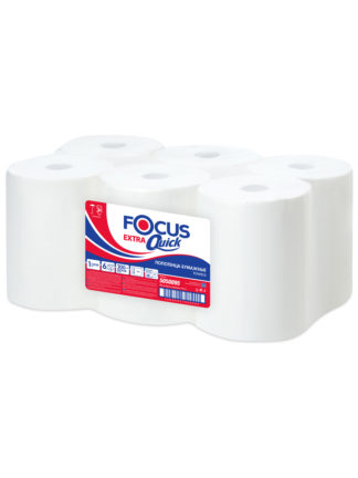 Полотенца для рук в рулонах FOCUS EXTRA QUICK, 1-сл, 200м, белый, 6рул/упак (аналог 101К), втулка диам 38мм