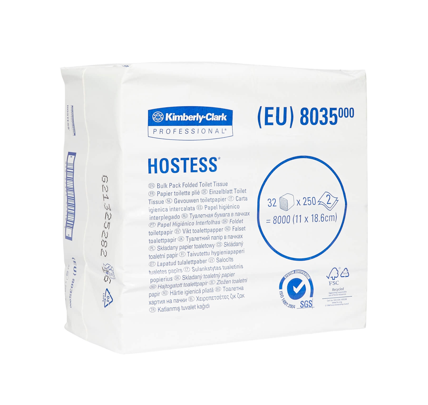 Бумага туалетная в пачках Hostess Slimfold, 2-сл, 250л, 32шт/упак — изображение 3