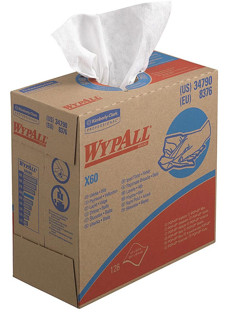Материал протирочный нетканый Wypall X60, 1-cл, 23*42см, 126л, белый — изображение 2