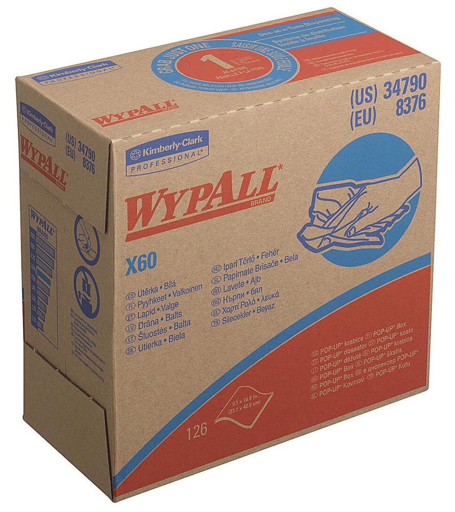 Материал протирочный нетканый Wypall X60, 1-cл, 23*42см, 126л, белый — изображение 5