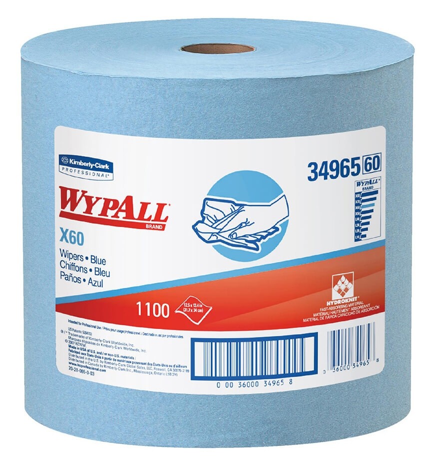 Материал протирочный нетканый Wypall X60, 1-cл, 32*34см, 1100л, синий
