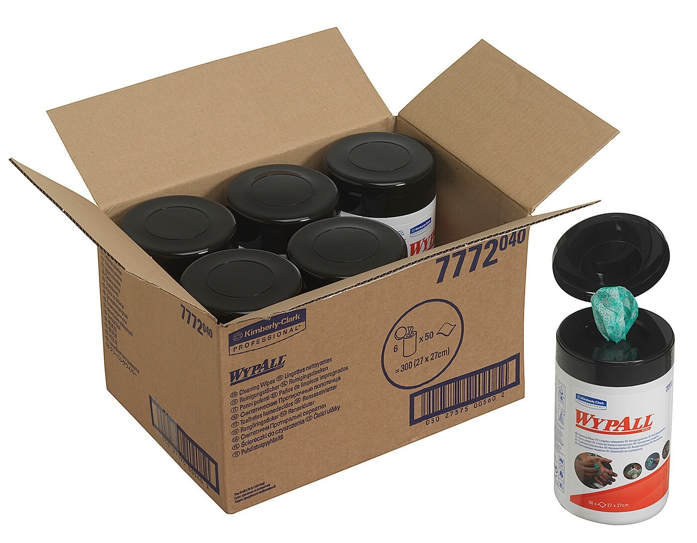 Материал протирочный влажный Wypall Cleaning, 27*27см, 50л, туба, зеленый, 6шт/упак — изображение 4