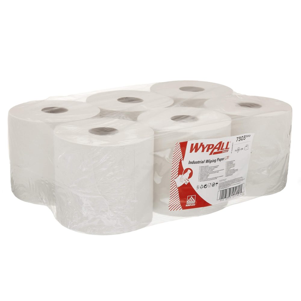Материал протирочный бумажный с центр. вытяжкой Wypall L30,2-сл,20*38см,300л,белый
