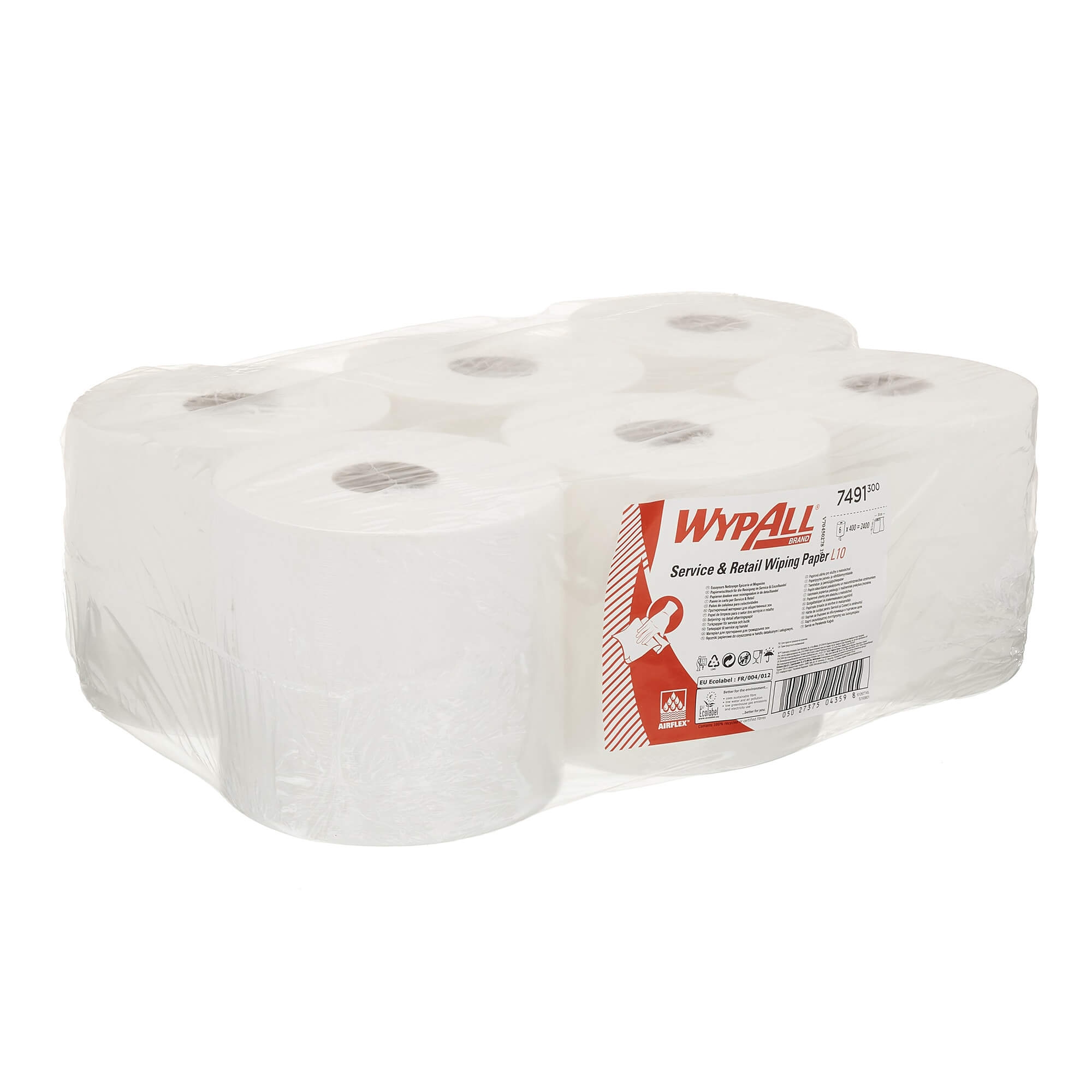 Материал протирочный бумажный Wypall L10 с центральной вытяжкой, 1-сл, 38*18,5см, белый