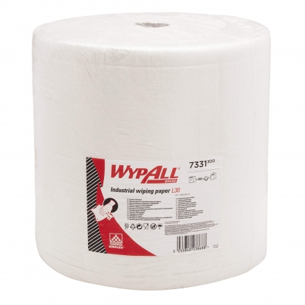 WypAll L30 ULTRA Протирочный материал для удаления загрязнений на производстве -Jumbo Roll - Extra Long/белый/3-сл/38*37см/1000л