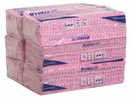 Материал протирочный нетканый Wypall Х50, 25*42см, 50л, красный, 6шт/упак