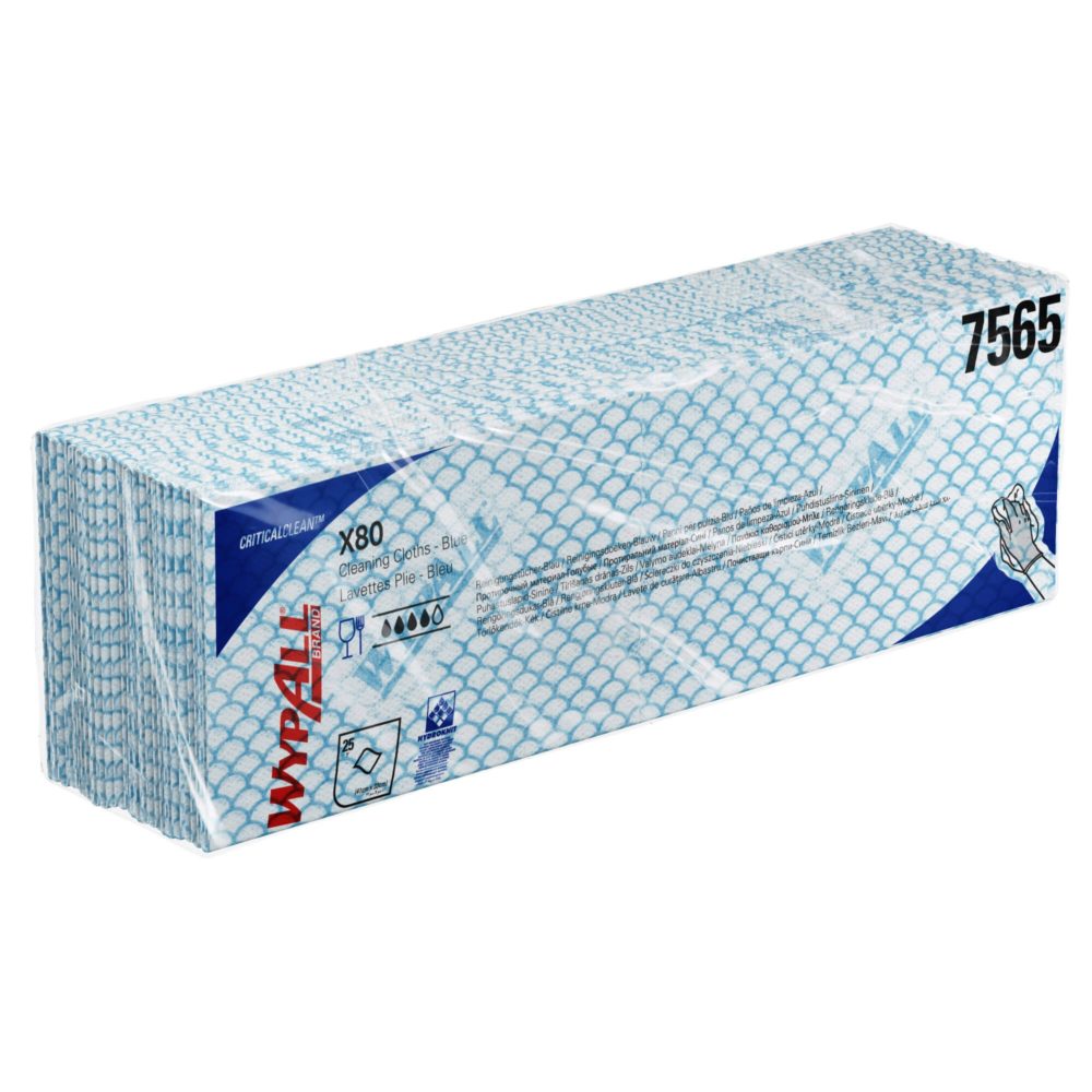 Материал протирочный нетканый Wypall X80, 1-cл, 35*42см, 25л, голубой, 10шт/упак — изображение 5