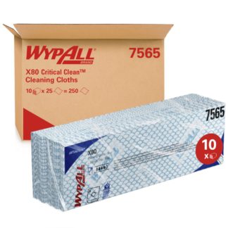 Материал протирочный нетканый Wypall X80, 1-cл, 35*42см, 25л, голубой, 10шт/упак