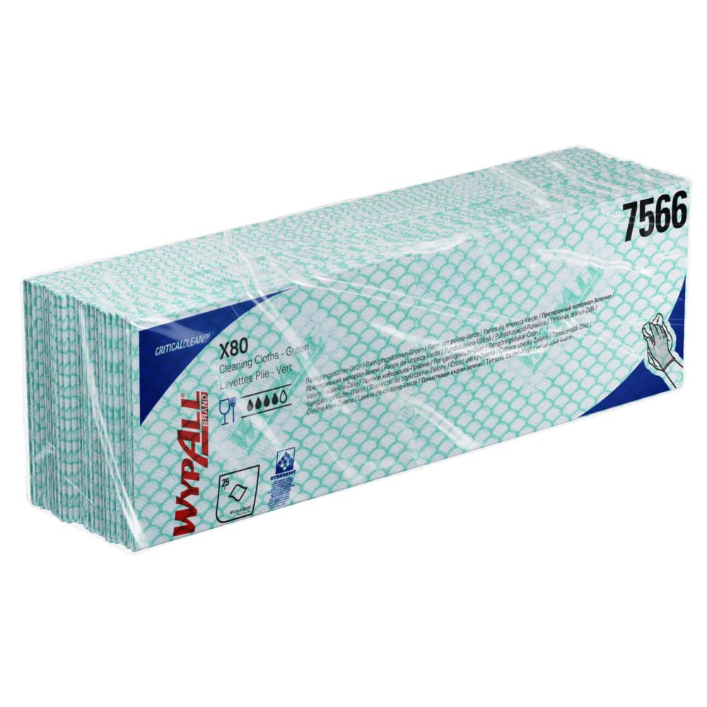Материал протирочный нетканый Wypall X80, 1-cл, 35*42см, 25л, зеленый, 10шт/упак — изображение 5