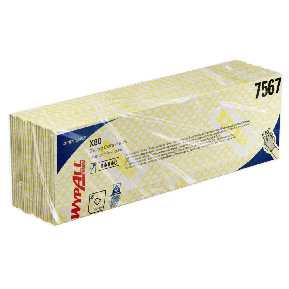 Материал протирочный нетканый Wypall X80, 1-cл, 35*42см, 25л, желтый, 10шт/упак — изображение 3