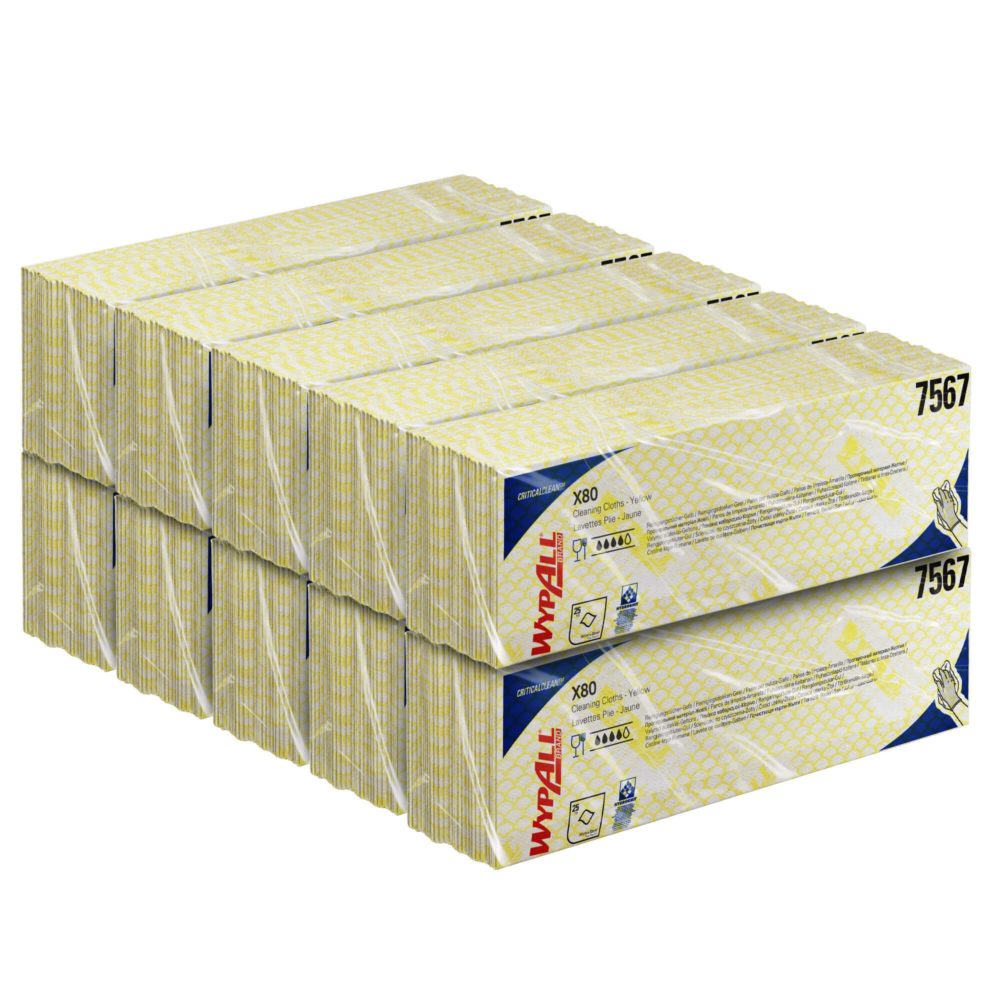 Материал протирочный нетканый Wypall X80, 1-cл, 35*42см, 25л, желтый, 10шт/упак — изображение 2