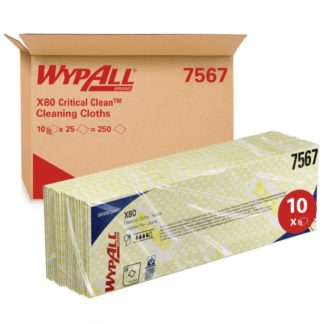 Материал протирочный нетканый Wypall X80, 1-cл, 35*42см, 25л, желтый, 10шт/упак