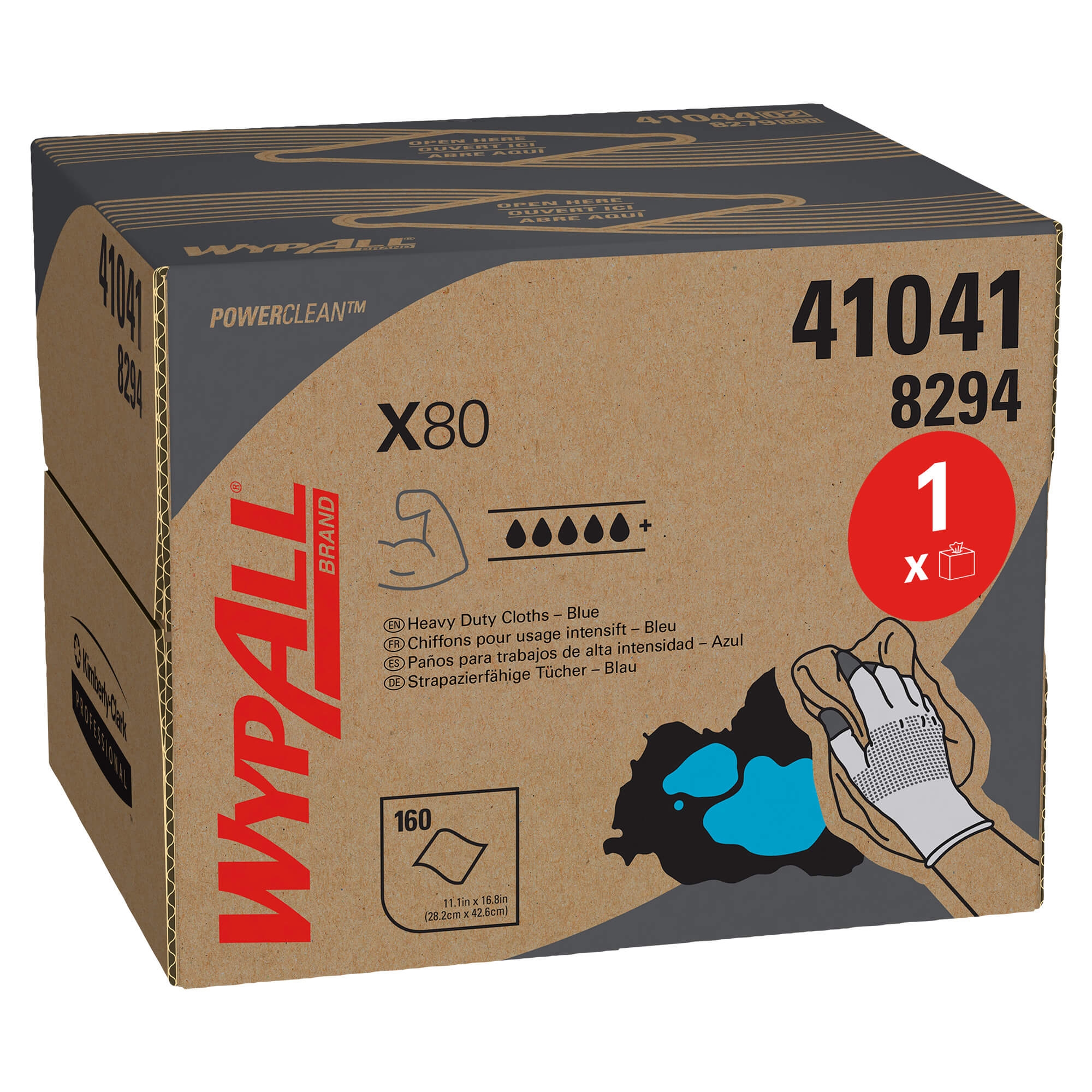 8294 Протирочный материал в коробке WypAll X80 голубой (1 коробка 160 листов) — изображение 4