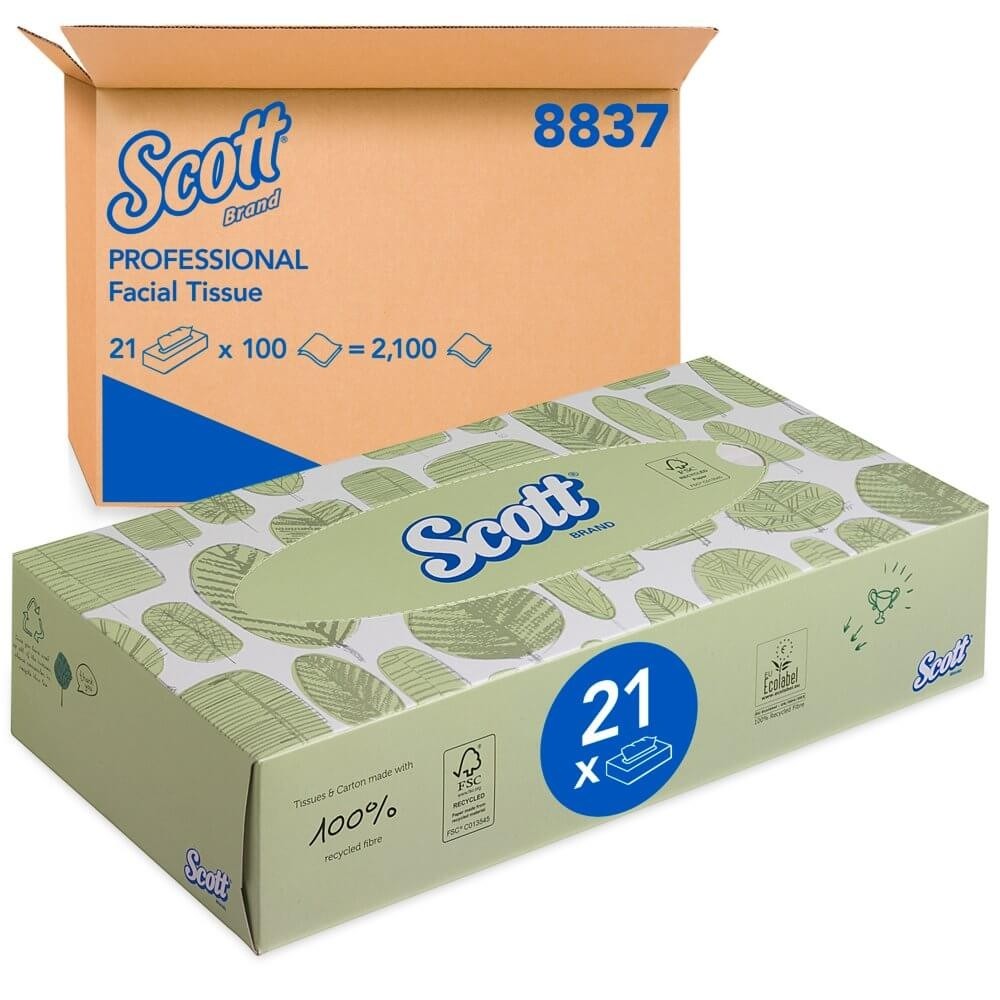 Салфетки для лица Scott, 2-сл,100л, белые, 21шт/упак — изображение 5