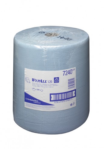 Материал протирочный бумажный Wypall L20, 1-сл, 38*33см, 1000л, голубой