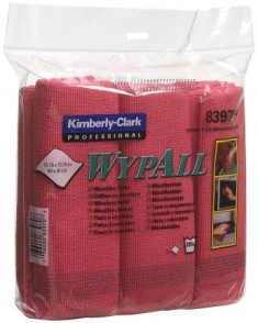 Салфетка из микрофибры полировочная Wypall Microfibre Cloth, 1-сл, 40*40см, красные, 6шт/упак
