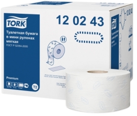 Бумага туалетная в мини-рулонах Tork Premium, Т2, 2-сл, 10*170, белый, 12рул/упак