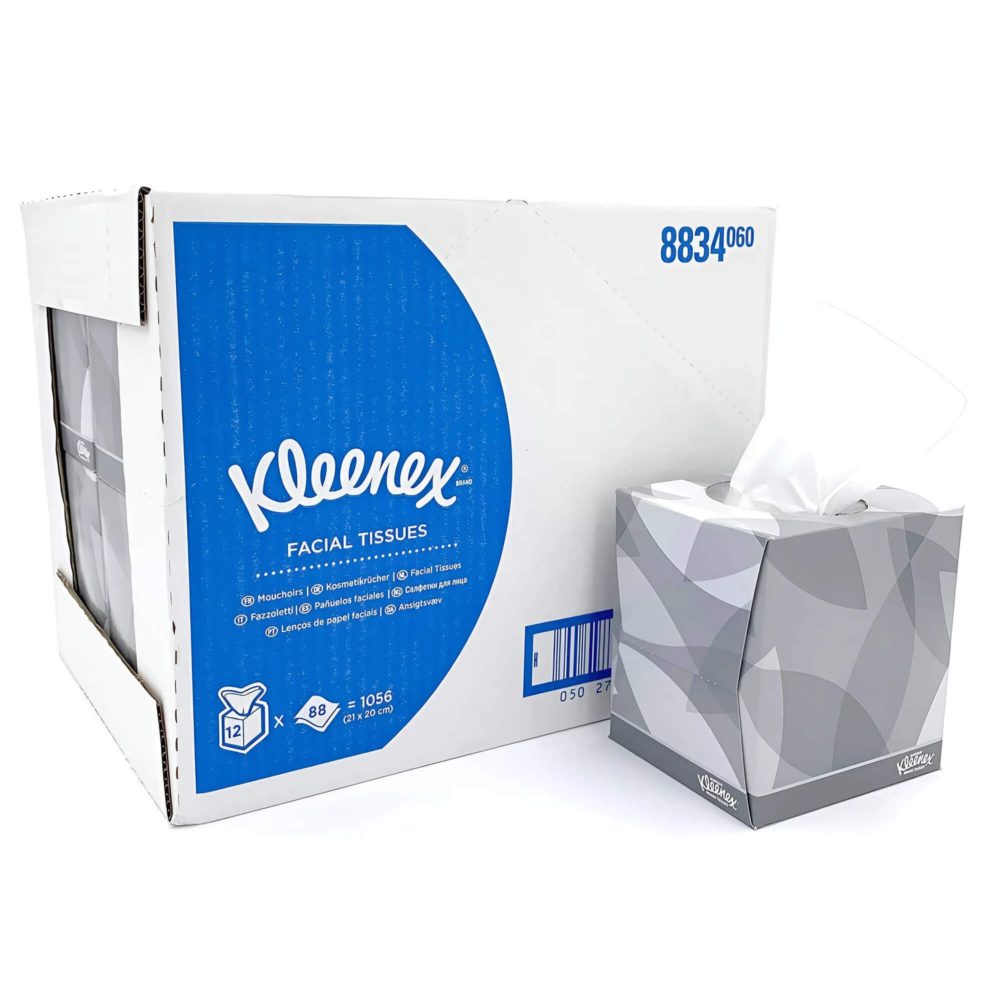 Салфетки для лица Kleenex 2-сл, 90л, белый, 12шт/упак