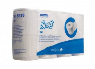 Бумага туалетная в стандартных рулонах Scott, 2-сл, 350л (44м), белый, 64рул/упак (4рул в запайке)