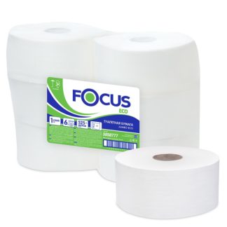 Бумага туалетная Focus Eco Jumbo, 1-сл, 525м, белый, 6рул/упак