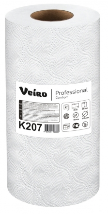 K207 Бумажные полотенца в малых рулонах Veiro Professional Comfort белые двухслойные (24 рулона по 12,5 метра)