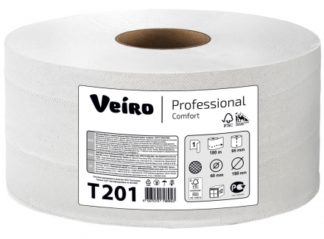 T201 Туалетная бумага в средних рулонах Veiro Professional Comfort однослойная (12 рулонов по 200 метров)