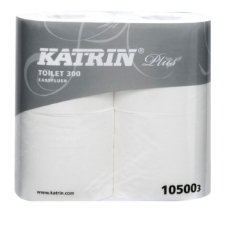 Бумага туалетная в рулонахKatrin Plus Toilet 300 Easy Flush, 2-сл, 37,5м, белый, 20рул/упак