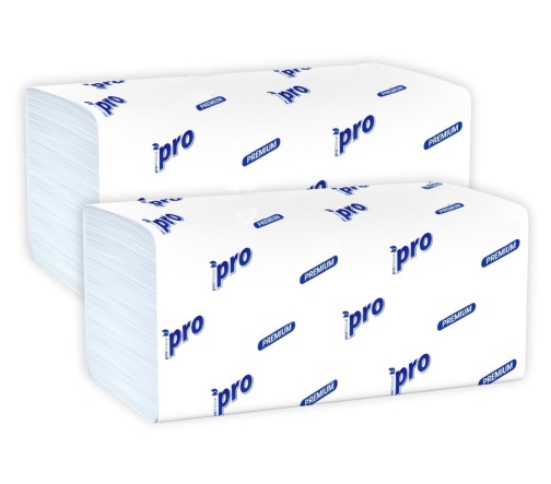 443С Полотенца для рук в пачках Z-сл. PROtissue, 2-сл. 22,5*24см, 190л, белый, 21шт/упак